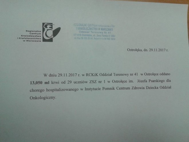 Młodzi bohaterowie z ZSZ nr 1 oddali krew dla małego Tymonka [ZDJĘCIA] - zdjęcie #3 - eOstroleka.pl