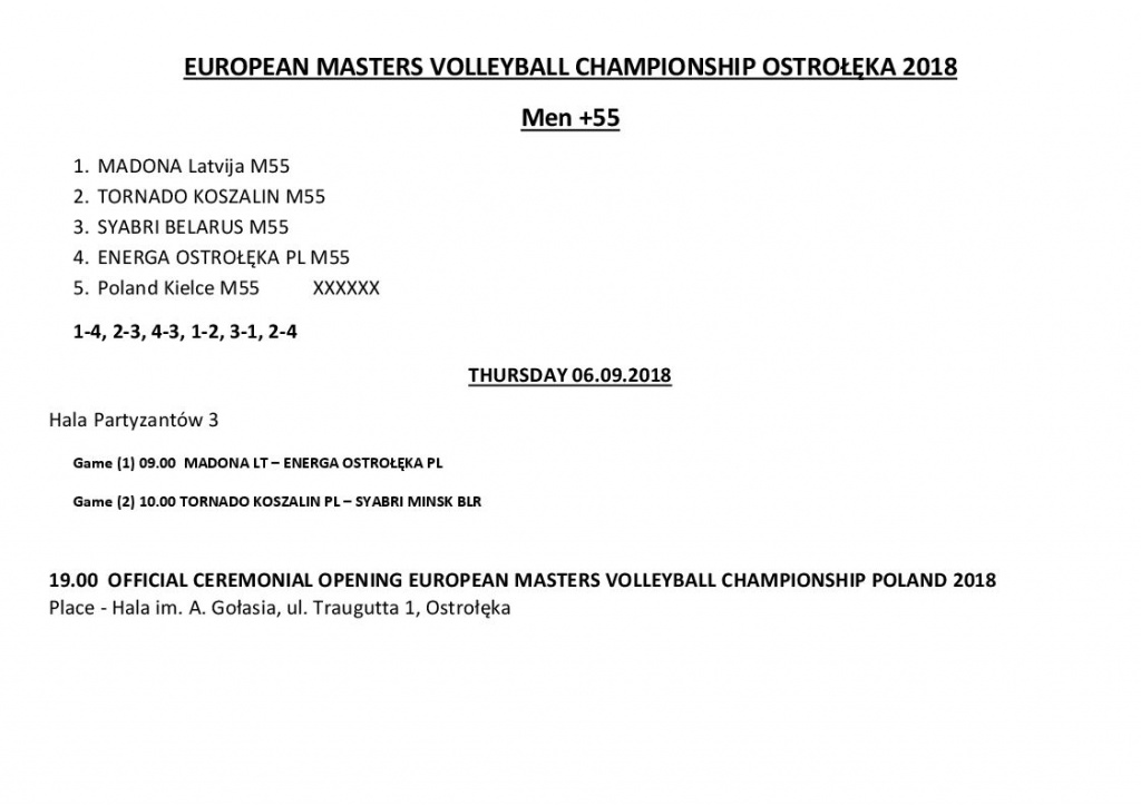 Terminarz Kaman Cup Eurovolley Masters Ostrołęka 2018  - zdjęcie #7 - eOstroleka.pl
