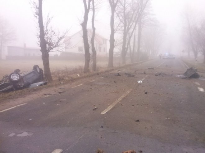 Myszyniec: BMW uderzyło w drzewo. Na liczniku było ponad 210 km/h. Z wraku wypadł silnik [02.03.2015[ - zdjęcie #1 - eOstroleka.pl