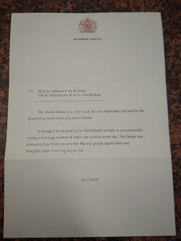 Uczniowie „szóstki” otrzymali list od angielskiej królowej Elżbiety II [10.05.2018] - zdjęcie #2 - eOstroleka.pl