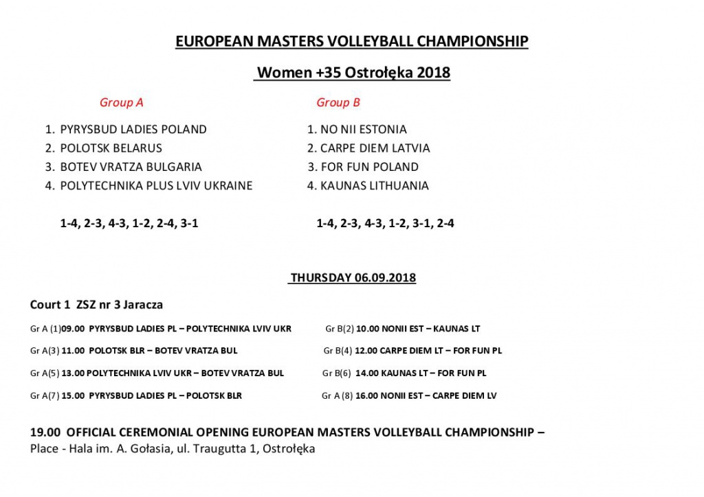 Terminarz Kaman Cup Eurovolley Masters Ostrołęka 2018  - zdjęcie #9 - eOstroleka.pl
