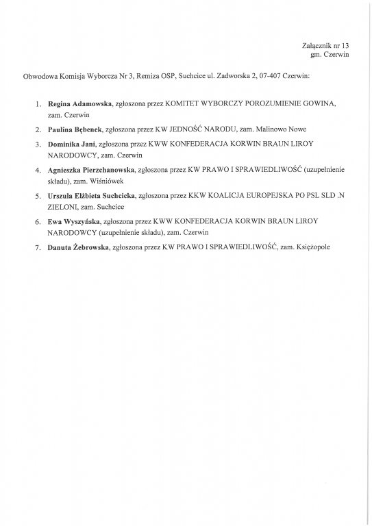 Składy obwodowych komisji wyborczych - gmina Czerwin [26.05.2019] - zdjęcie #3 - eOstroleka.pl