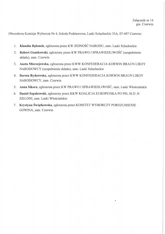 Składy obwodowych komisji wyborczych - gmina Czerwin [26.05.2019] - zdjęcie #4 - eOstroleka.pl