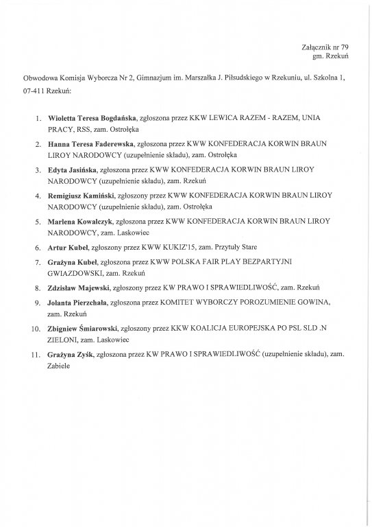 Składy obwodowych komisji wyborczych - gmina Rzekuń [26.05.2019] - zdjęcie #2 - eOstroleka.pl