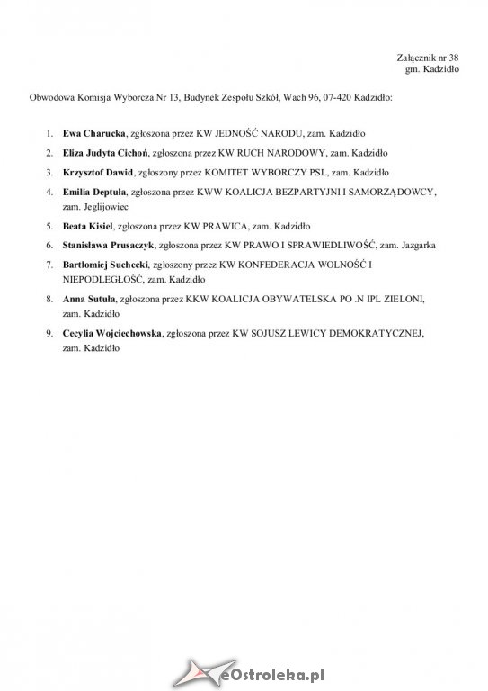 Wybory Parlamentarne 2019: Skład obwodowych komisji wyborczych w gminie Kadzidło [23.09.2019] - zdjęcie #13 - eOstroleka.pl
