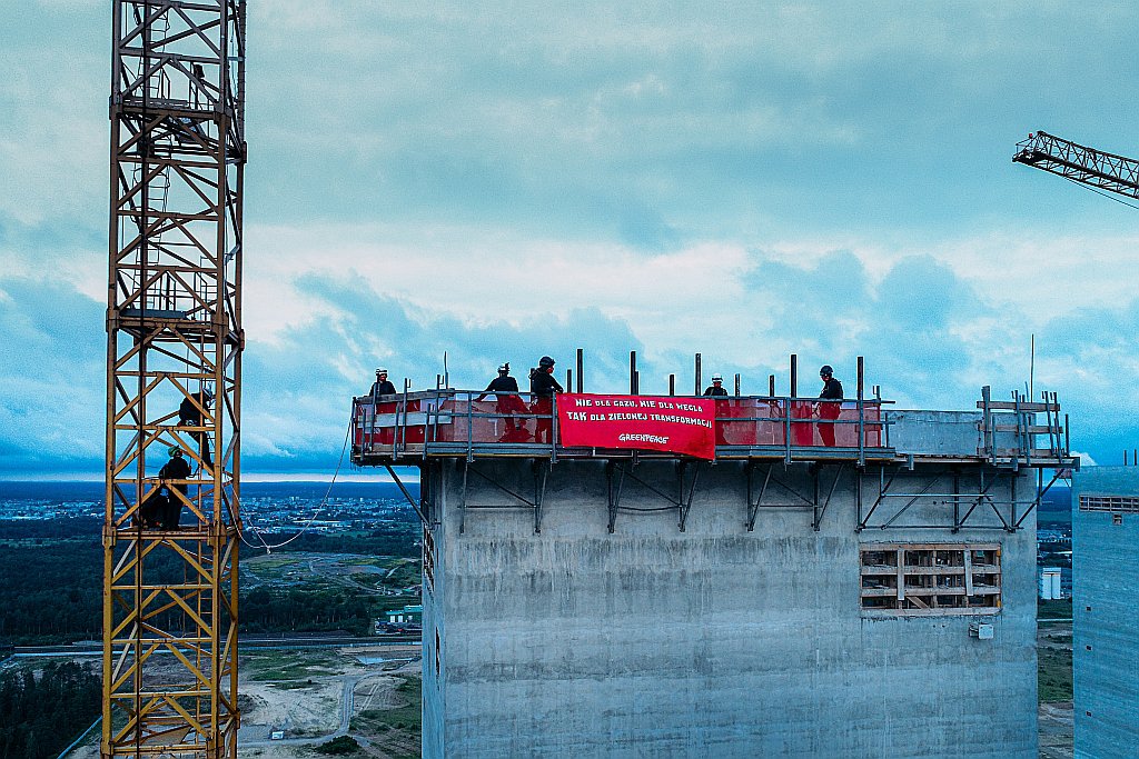 Protest Greenpeace na budowie elektrowni Ostrołęka C [23.06.2020] - zdjęcie #9 - eOstroleka.pl