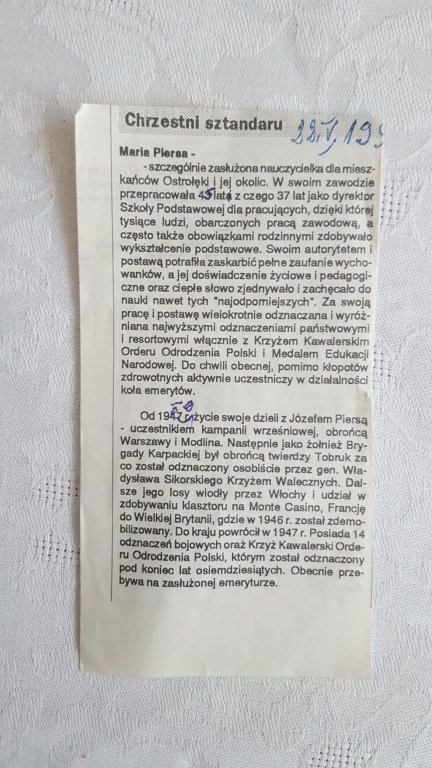 96. urodziny Marii Piersy, matki chrzestnej sztandaru Miasta Ostrołęki  - zdjęcie #14 - eOstroleka.pl