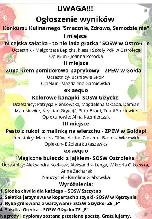 Uczennice  SOSW w Ostrołęce wyróżnione w konkursie kulinarnym Smacznie, Zdrowo, Samodzielnie... - zdjęcie #6 - eOstroleka.pl