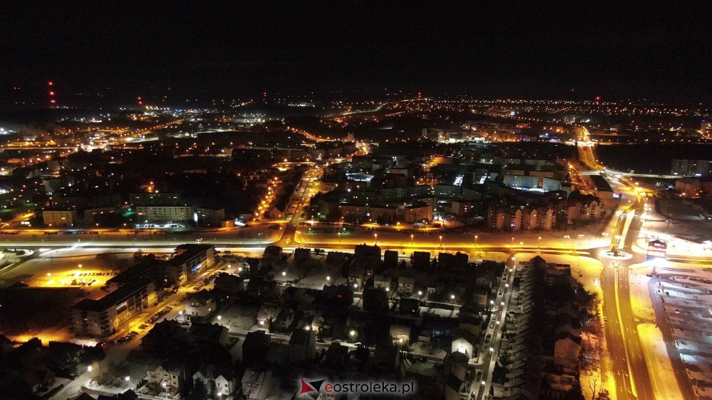 Ostrołęka z lotu ptaka nocą [23.01.2022] - zdjęcie #6 - eOstroleka.pl