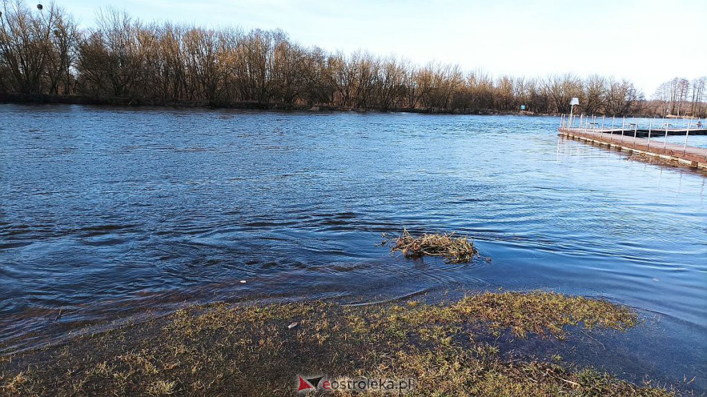 Poziom wody w Narwi na wysokości plaży w Ostrołęce [16.02.2022] - zdjęcie #1 - eOstroleka.pl