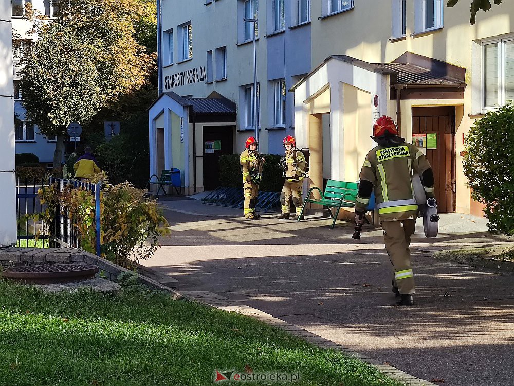 Akcja strażaków w wieżowcu przy Starosty Kosa [10.10.2022] - zdjęcie #1 - eOstroleka.pl