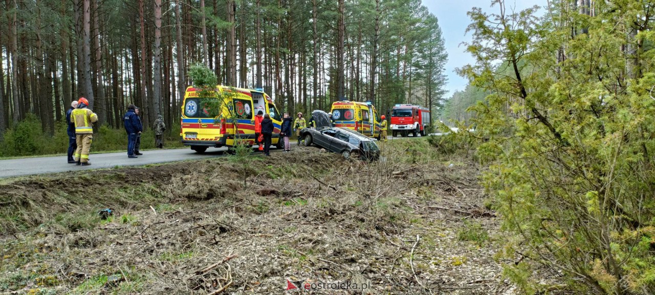 Wypadek na trasie Kadzidło - Gleba. Strażacy pomogli kobiecie wydostać się z rozbitego pojazdu [31.03.2023] - zdjęcie #5 - eOstroleka.pl