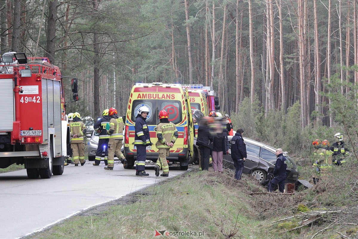 Wypadek na trasie Kadzidło - Gleba. Strażacy pomogli kobiecie wydostać się z rozbitego pojazdu [31.03.2023] - zdjęcie #12 - eOstroleka.pl