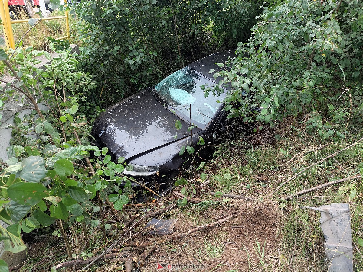 Wypadek w Łodziskach. Rozbite auto w rowie, kierowca zatrzymany! [07.08.2023] - zdjęcie #6 - eOstroleka.pl