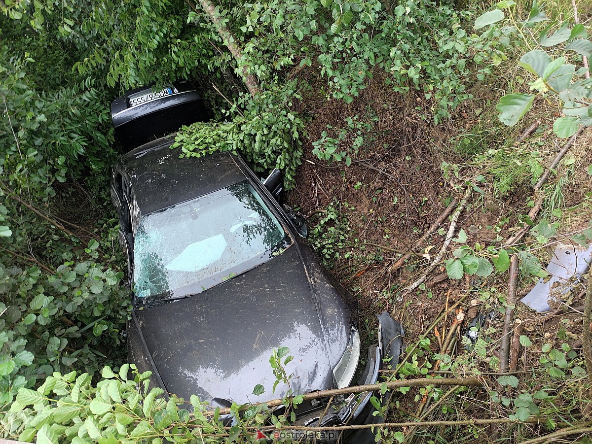 Wypadek w Łodziskach. Rozbite auto w rowie, kierowca zatrzymany! [07.08.2023] - zdjęcie #3 - eOstroleka.pl