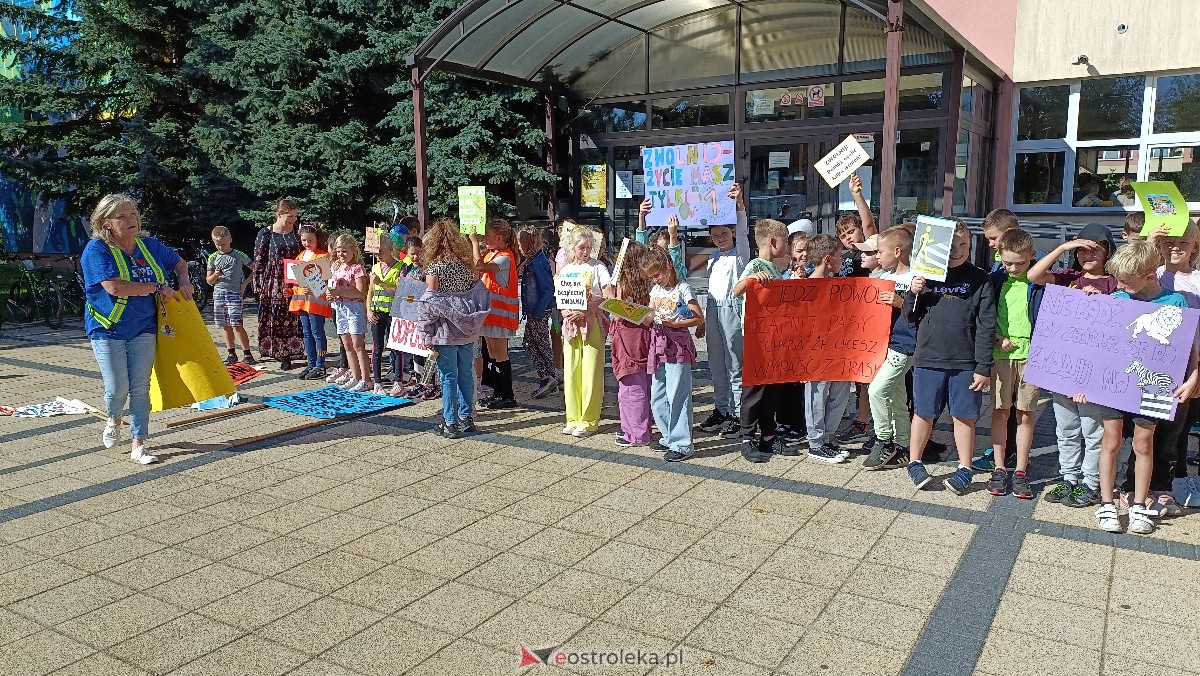 Uliczna manifestacja uczniów ze Szkoły Podstawowej nr 5 w Ostrołęce [20.09.2023] - zdjęcie #6 - eOstroleka.pl