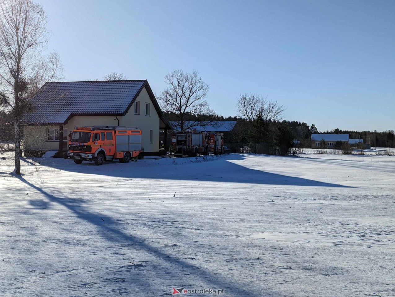 Pożar w Mostowie [16.01.2024] - zdjęcie #1 - eOstroleka.pl