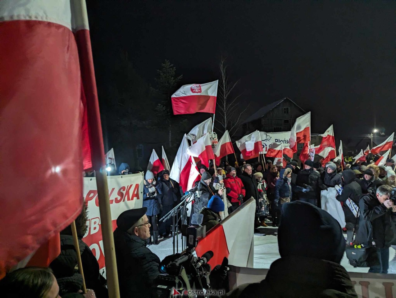 Przytuły Stare: Wiec poparcia dla Macieja Wąsika z udziałem J. Kaczyńskiego [19.01.2024] - zdjęcie #45 - eOstroleka.pl