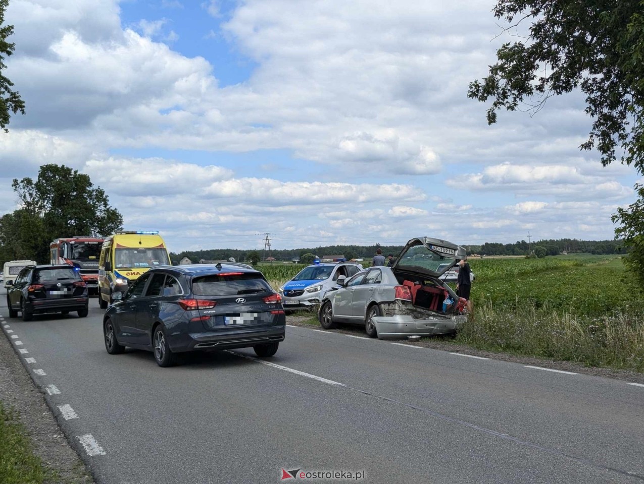 Kolizja na DK 53 w Dylewie [04.07.2024] - zdjęcie #11 - eOstroleka.pl