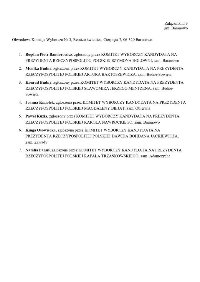 Wybory prezydenckie 2025. Skład obwodowych komisji wyborczych - zdjęcie #241 - eOstroleka.pl