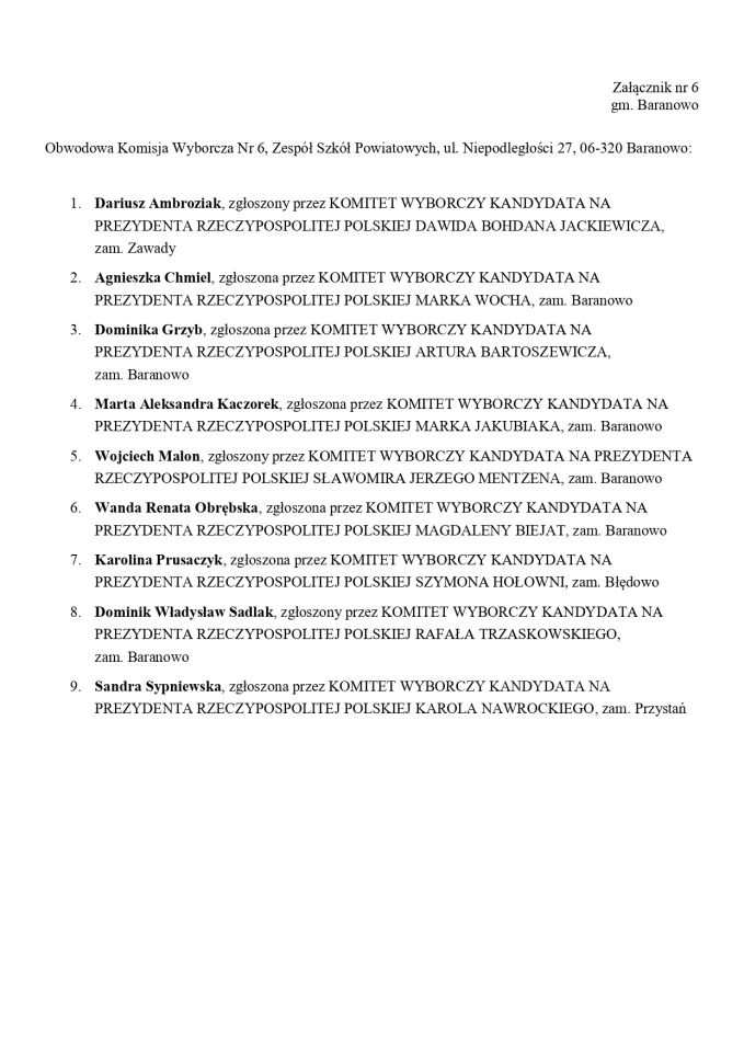 Wybory prezydenckie 2025. Skład obwodowych komisji wyborczych - zdjęcie #238 - eOstroleka.pl