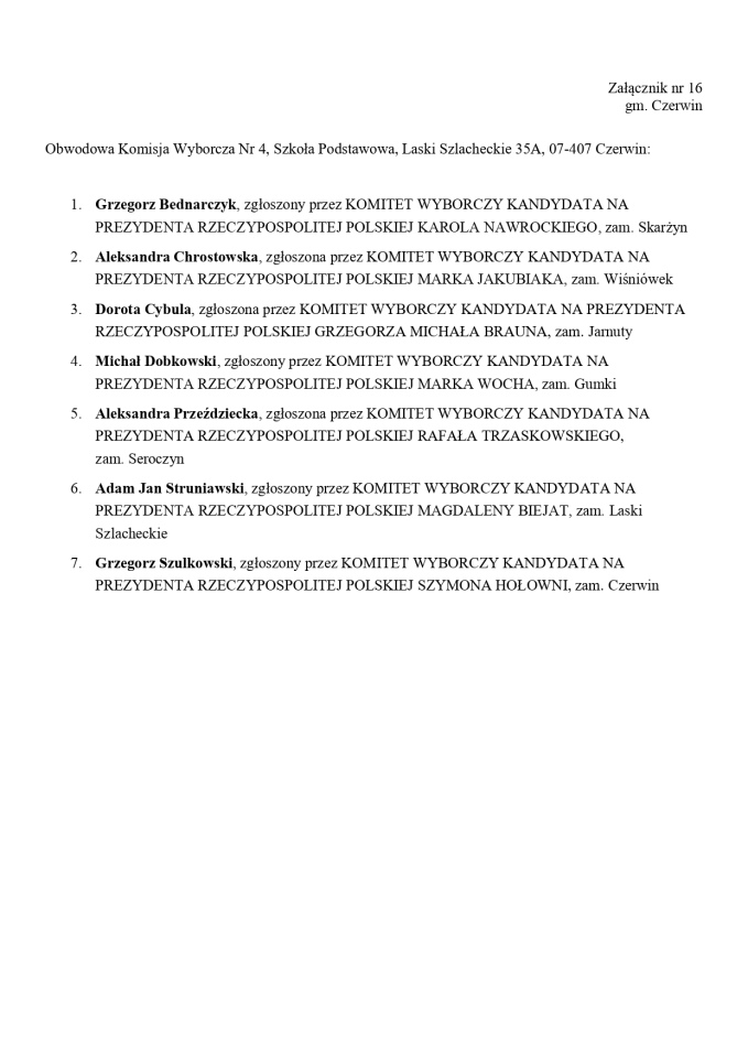 Wybory prezydenckie 2025. Skład obwodowych komisji wyborczych - zdjęcie #228 - eOstroleka.pl