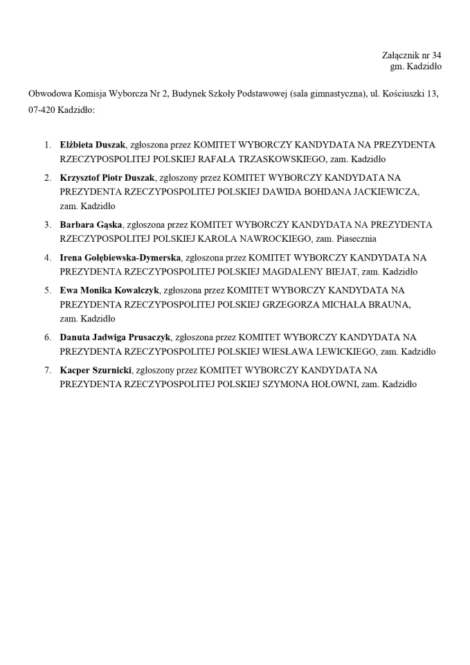 Wybory prezydenckie 2025. Skład obwodowych komisji wyborczych - zdjęcie #210 - eOstroleka.pl