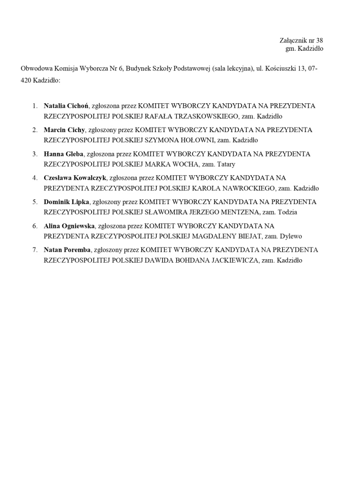 Wybory prezydenckie 2025. Skład obwodowych komisji wyborczych - zdjęcie #206 - eOstroleka.pl