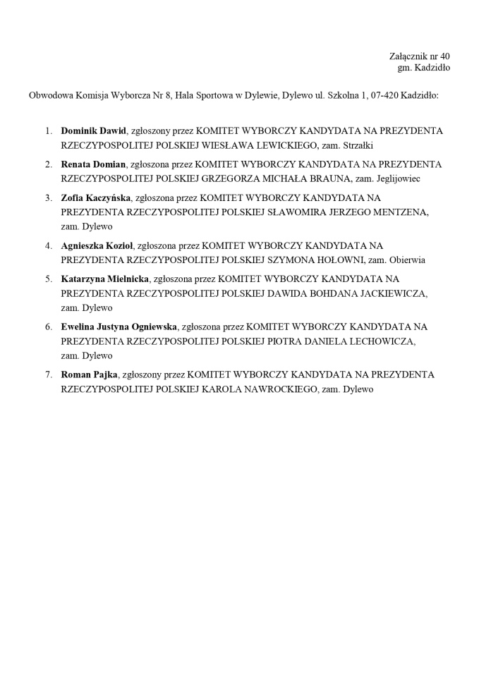 Wybory prezydenckie 2025. Skład obwodowych komisji wyborczych - zdjęcie #204 - eOstroleka.pl
