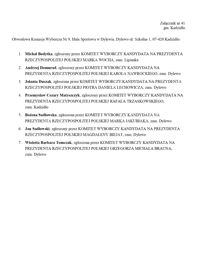 Wybory prezydenckie 2025. Skład obwodowych komisji wyborczych - zdjęcie #203 - eOstroleka.pl
