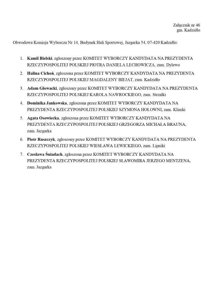 Wybory prezydenckie 2025. Skład obwodowych komisji wyborczych - zdjęcie #198 - eOstroleka.pl
