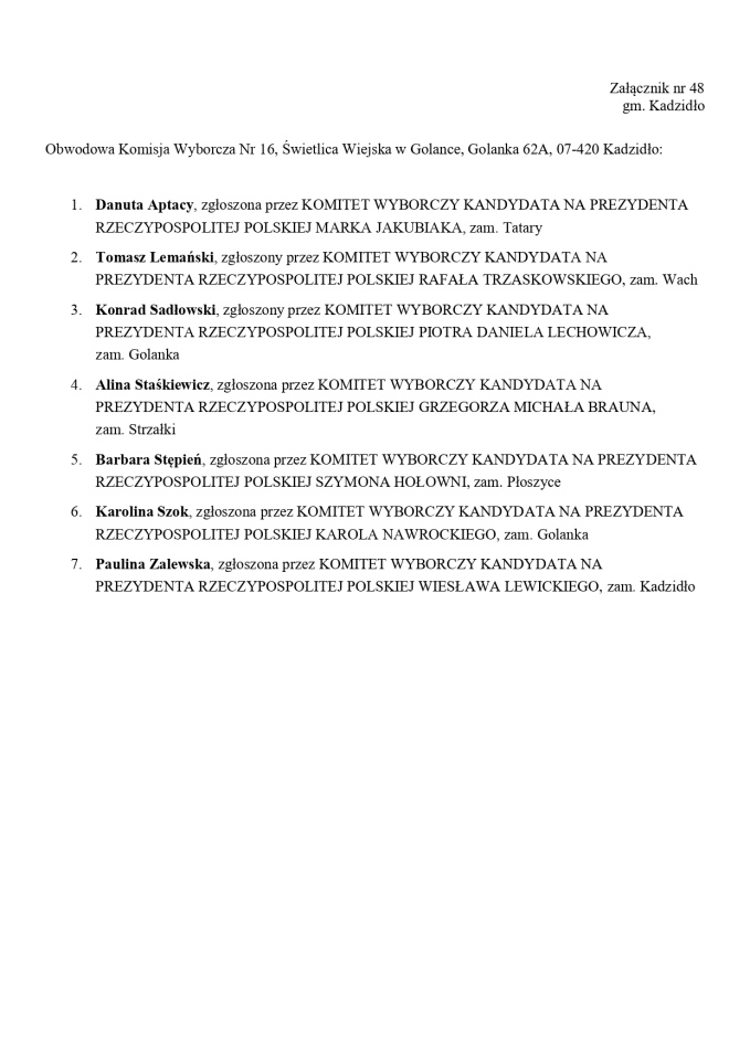 Wybory prezydenckie 2025. Skład obwodowych komisji wyborczych - zdjęcie #196 - eOstroleka.pl