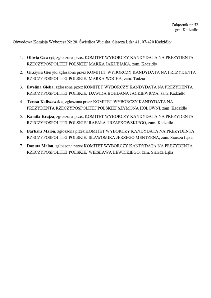 Wybory prezydenckie 2025. Skład obwodowych komisji wyborczych - zdjęcie #192 - eOstroleka.pl