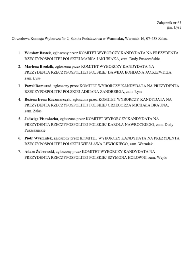 Wybory prezydenckie 2025. Skład obwodowych komisji wyborczych - zdjęcie #181 - eOstroleka.pl