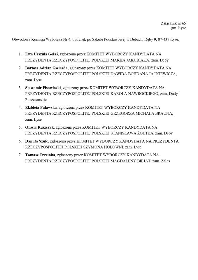 Wybory prezydenckie 2025. Skład obwodowych komisji wyborczych - zdjęcie #179 - eOstroleka.pl
