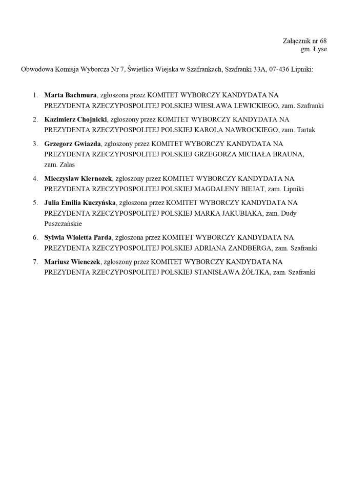 Wybory prezydenckie 2025. Skład obwodowych komisji wyborczych - zdjęcie #176 - eOstroleka.pl