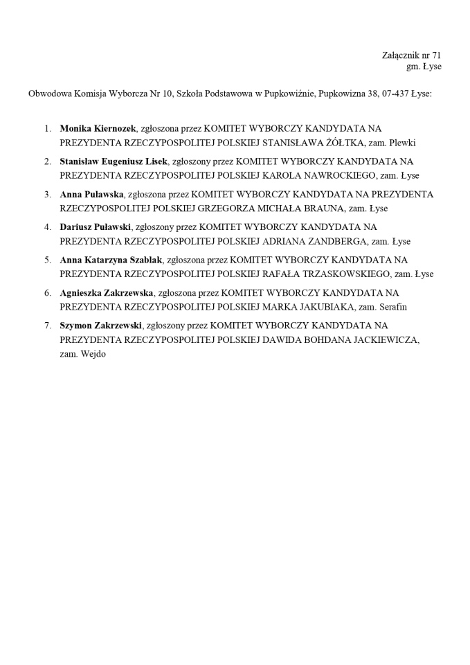 Wybory prezydenckie 2025. Skład obwodowych komisji wyborczych - zdjęcie #173 - eOstroleka.pl