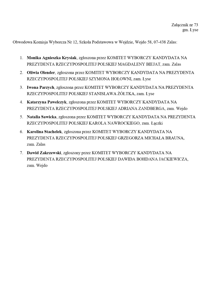 Wybory prezydenckie 2025. Skład obwodowych komisji wyborczych - zdjęcie #171 - eOstroleka.pl