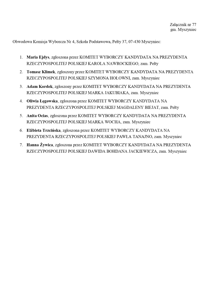 Wybory prezydenckie 2025. Skład obwodowych komisji wyborczych - zdjęcie #167 - eOstroleka.pl