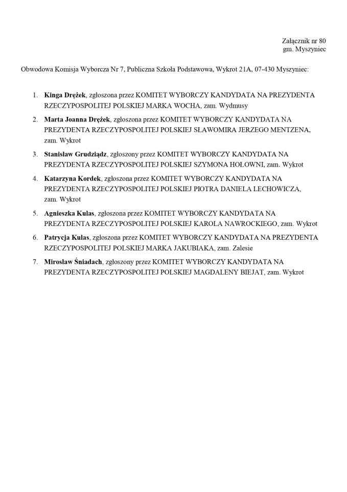 Wybory prezydenckie 2025. Skład obwodowych komisji wyborczych - zdjęcie #164 - eOstroleka.pl