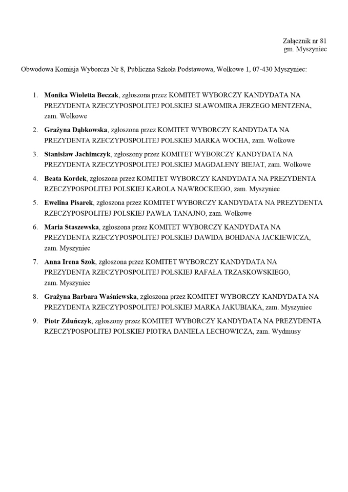 Wybory prezydenckie 2025. Skład obwodowych komisji wyborczych - zdjęcie #163 - eOstroleka.pl