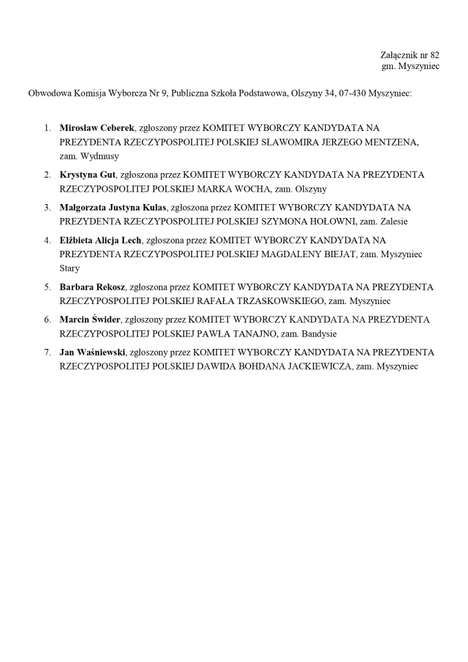 Wybory prezydenckie 2025. Skład obwodowych komisji wyborczych - zdjęcie #162 - eOstroleka.pl