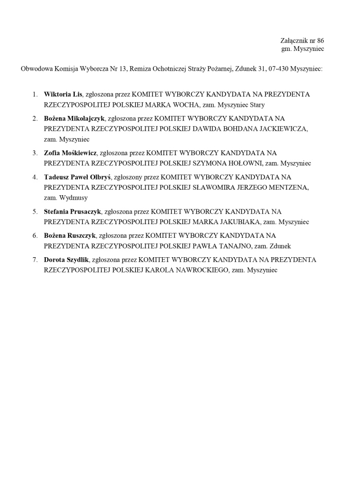 Wybory prezydenckie 2025. Skład obwodowych komisji wyborczych - zdjęcie #158 - eOstroleka.pl