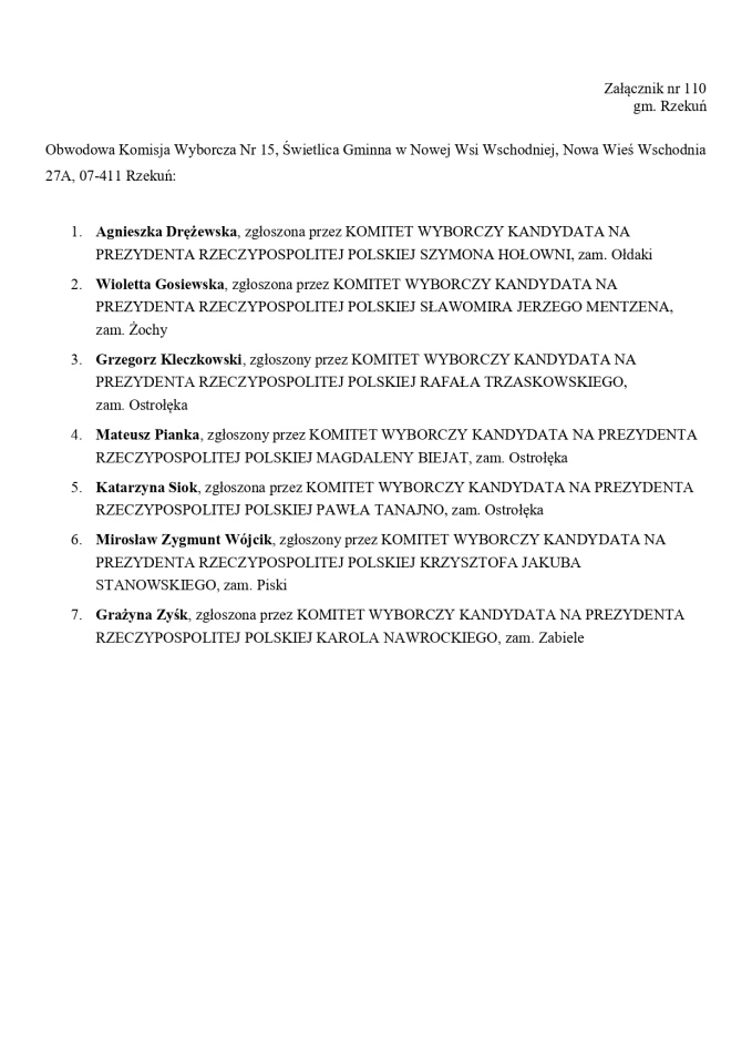 Wybory prezydenckie 2025. Skład obwodowych komisji wyborczych - zdjęcie #134 - eOstroleka.pl