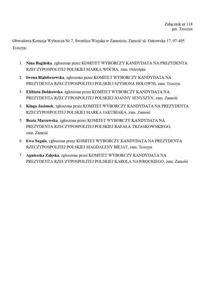 Wybory prezydenckie 2025. Skład obwodowych komisji wyborczych - zdjęcie #126 - eOstroleka.pl