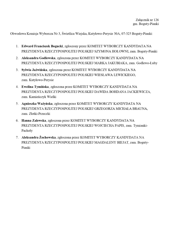 Wybory prezydenckie 2025. Skład obwodowych komisji wyborczych - zdjęcie #118 - eOstroleka.pl