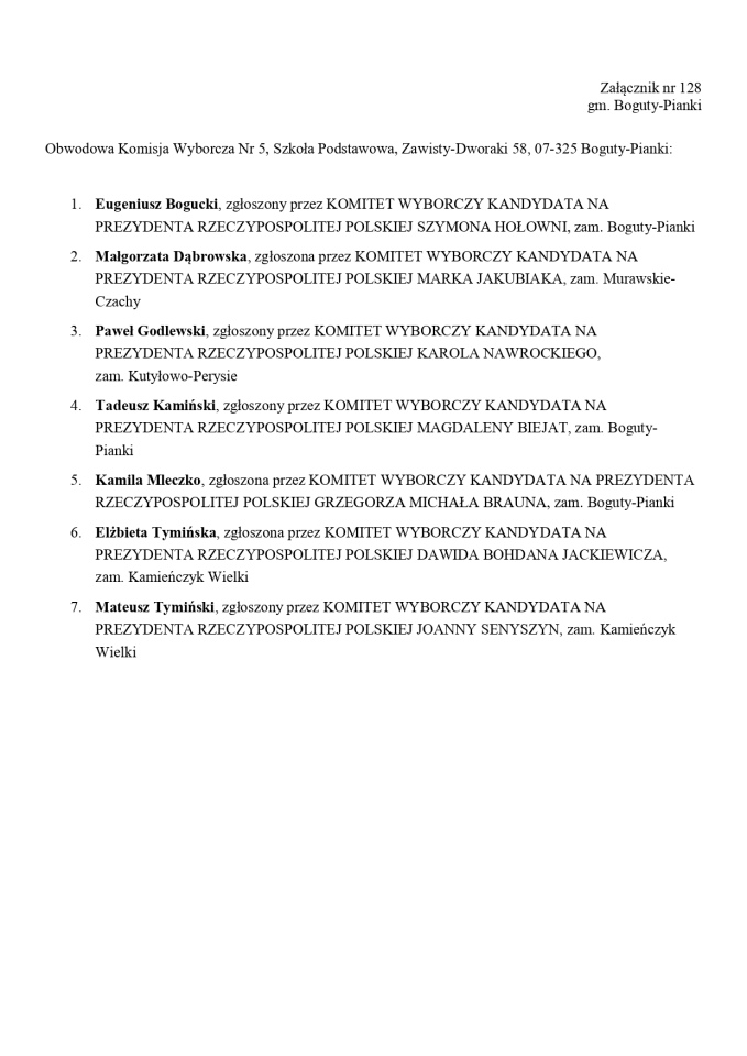 Wybory prezydenckie 2025. Skład obwodowych komisji wyborczych - zdjęcie #116 - eOstroleka.pl