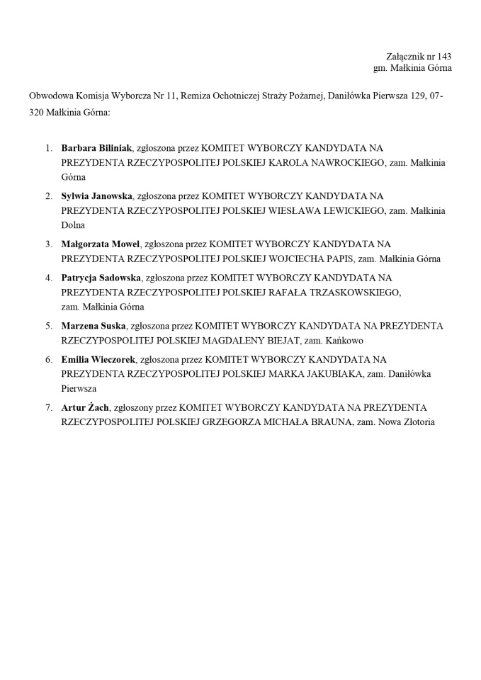 Wybory prezydenckie 2025. Skład obwodowych komisji wyborczych - zdjęcie #101 - eOstroleka.pl
