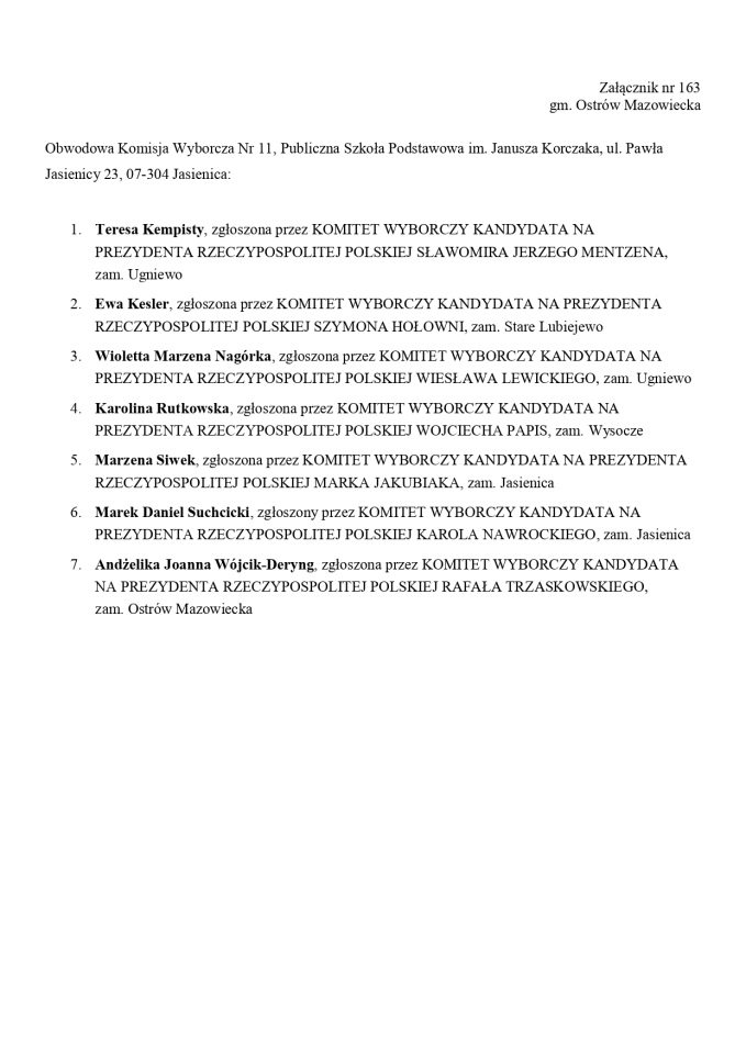 Wybory prezydenckie 2025. Skład obwodowych komisji wyborczych - zdjęcie #81 - eOstroleka.pl