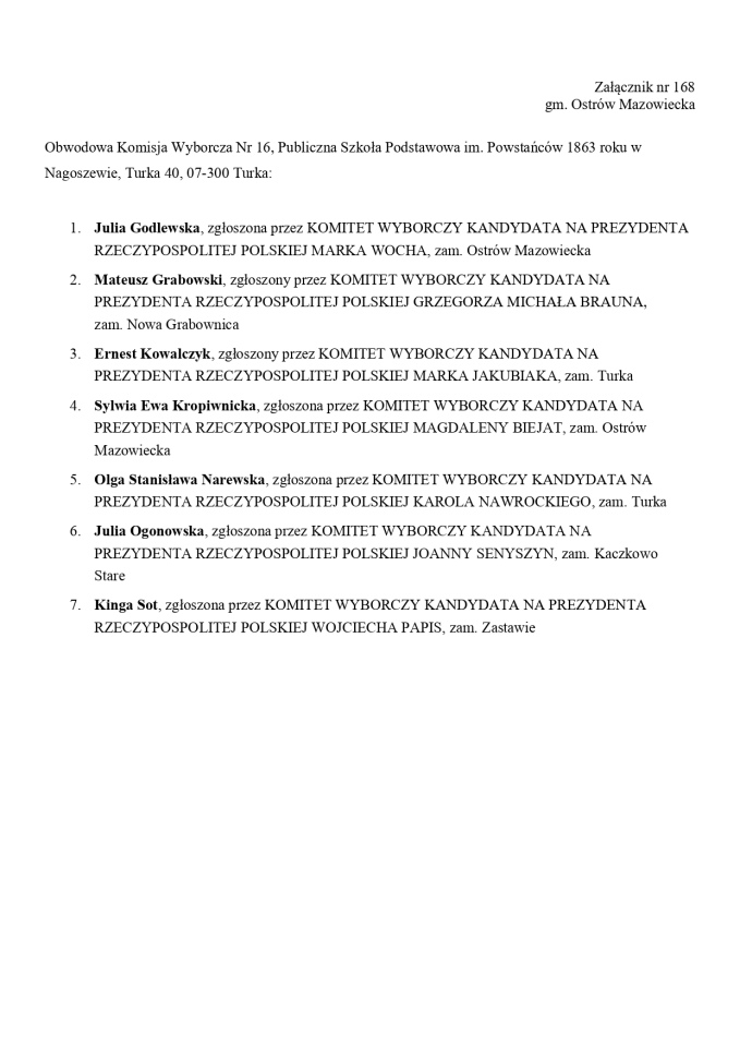 Wybory prezydenckie 2025. Skład obwodowych komisji wyborczych - zdjęcie #76 - eOstroleka.pl